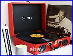 ION Audio Vinyl Record player, Briefcase Turntable with Built-In Speaker
