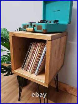 Industrial Vinyl Record Player Storage Stand Hairpin Legs Media Unit