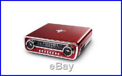 Ion 1965 Red Ford Mustang Lp Car-styled Turntable Record Player Usb Am/fm