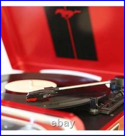 Ion Ford Mustang LP 1965 Turntable Record Player AM FM Radio Red USB Aux 3 Speed