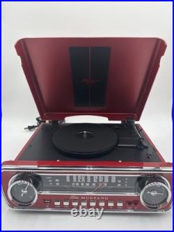 Ion Ford Mustang LP Turntable 4-in-1 Classic Car Record Player Radio, Red
