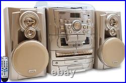 JENSEN JMC-1250 Bluetooth 3-Speed Stereo Turntable Music System with 3-CD Gold