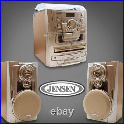 JENSEN JMC-1250 Bluetooth 3-Speed Stereo Turntable Music System with 3-CD Gold