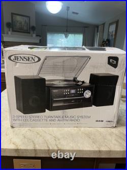 Jensen Home Shelf Stereo Record Player System With Speakers iPod Aux Vinyl CD