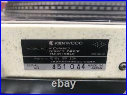 Kenwood KD-550 Granite Turntable Record Player AS-IS Parts or Repair