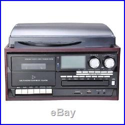 LCD Vinyl Record Player Play CD Cassette MP3 Music with 2 Stereo Speaker
