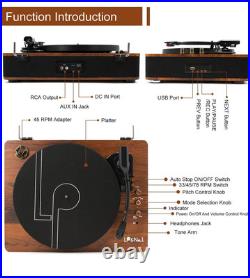 LP&NO. 1 Record Player Turntable with Built-in Speakers & USB Mahogany WoodT LP&NO. 1 Record Player Turntable with Built-in Speakers & USB Mahogany WoodT