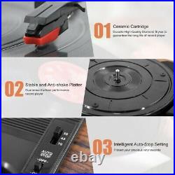 LP&No. 1 Bluetooth Vinyl Retro Record Player with External Speakers, 3-Speed Belt