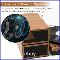 LP&No. 1 Retro Bluetooth Record Player with Stereo External Speakers 3-Speed B