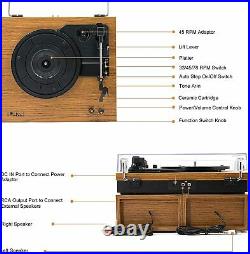 LP&No. 1 Retro Bluetooth Record Player with Stereo External Speakers 3-Speed B