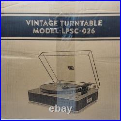 LP&No. 1 Walnut Wood 3-Speed Vinyl Record Player with Stereo Speakers & Bluetooth