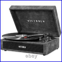 Lambskin Grey Bluetooth Record Player Built-In Speakers