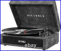 Lambskin Grey Bluetooth Record Player Built-In Speakers