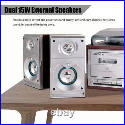 Looptone Vinyl Record Player Dual 15W External Speakers 9 In 1 3 Speed