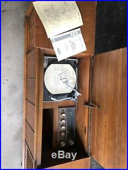 Louvered Walnut Radio Receiver Record Player Mid Century Modern Cabinet MCM
