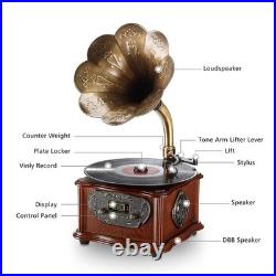 LuguLake Record Player Retro Turntable All in One Vintage Phonograp