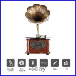 LuguLake Record Player Retro Turntable All in One Vintage Phonograp