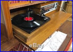 MCM Koronette Record Player Stereo 8 Track & Fireplace Entertainment Bar Cabinet