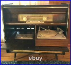 MID CENTURY RARE VINTAGE BLAUPUNKT CONSOLE STEREO AND RECORD PLAYER & Paperwork