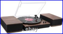 MPK Bluetooth Record Player, Turntable Hifi System with Bookshelf Speakers, 3-Spe