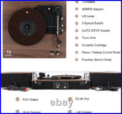 MPK Bluetooth Record Player, Turntable Hifi System with Bookshelf Speakers, 3-Spe