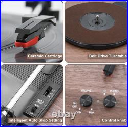 MPK Bluetooth Record Player, Turntable Hifi System with Bookshelf Speakers, 3-Spe