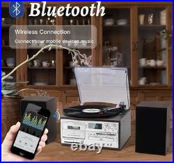 MUSITREND 10in1Record Player with External Speakers, 3-Speed Bluetooth Turntable