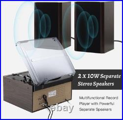 MUSITREND 10in1Record Player with External Speakers, 3-Speed Bluetooth Turntable