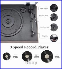 MUSITREND 9-in-1 3-Speed Record Player CD Cassette Bluetooth AM/FM Silver