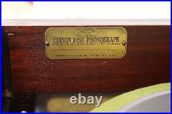 Mahogany Antique Edison Cylinder Phonograph H19 Record Player, Records #42945