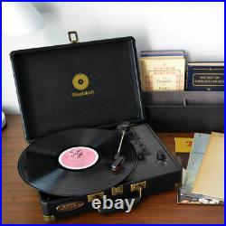 Mbeat Woodstock Retro Turntable 3 Speed Vinyl Record Player withSpeaker Black