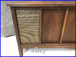 Mid Century Modern Stereo Console Record Player credenza wood cabinet danish 60s