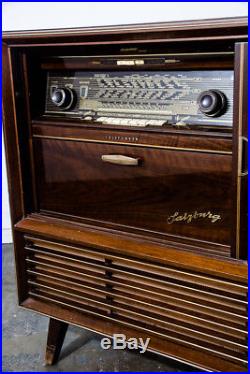 Mid Century Modern Stereo Console Telefunken Record Player Radio Vintage Working