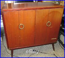 Mid Century Vintage OLYMPIC 510 Console Tube Radio Record Player/Turntable