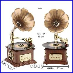 Mini Vintage Retro Phonograph Gramophone Vinyl Record Player Stereo Speakers