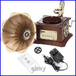Mini Vintage Retro Phonograph Gramophone Vinyl Record Player Stereo Speakers