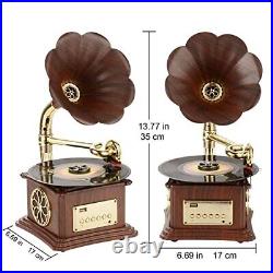 Mini Vintage Retro Phonograph Gramophone Vinyl Record Player Stereo Speakers 3.5