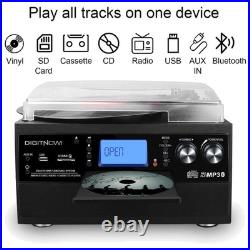 Modern 3-Speed Record Player with Bluetooth & CD Black