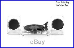 Modern Vinyl Record Player + Bluetooth Speakers Play Crisp Clean Music 40W-Clear
