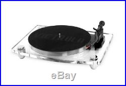 Modern Vinyl Record Player + Bluetooth Speakers Play Crisp Clean Music 40W-Clear