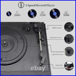 Multifunctional Vintage Phonograph 3 Speed Adjustable Vinyl Record Player