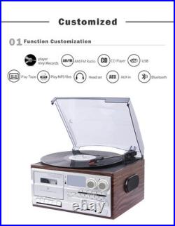 Multifunctional Vintage Phonograph 3 Speed Adjustable Vinyl Record Player