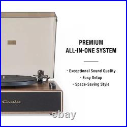 NEW Crosley Stave Record Player CR6046A-WAGL Walnut/Gold 33-1/3 & 45rpm 60W