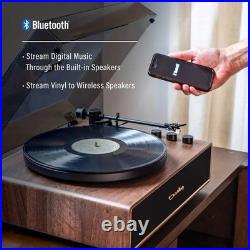 NEW Crosley Stave Record Player CR6046A-WAGL Walnut/Gold 33-1/3 & 45rpm 60W
