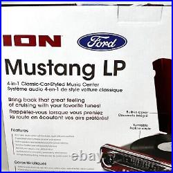 NEW Ford Mustang RECORD PLAYER (red) LP 4-in-1 Turntable System By ION RARE