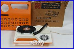 National Panasonic SG-338 Mini Portable Record Player Orange Turntable SG-338A