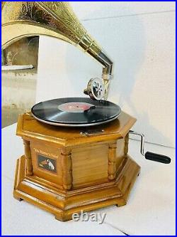 Nautical Phonograph Gramophone Antique Functional Working win-up record player
