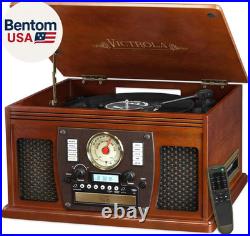 Navigator 8-In-1 Bluetooth Record Player with Built-In Speakers- 3 Speed Turntab