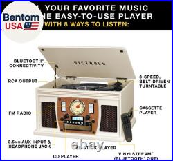 Navigator 8-In-1 Bluetooth Record Player with Built-In Speakers- 3 Speed Turntab