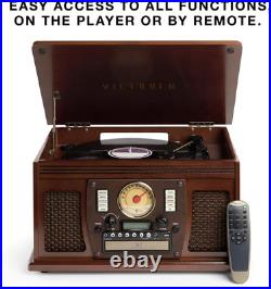 Navigator 8-In-1 Bluetooth Record Player with Built-In Speakers- 3 Speed Turntab